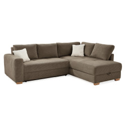 luma-home ROHOVÁ POHOVKA – PRO DLOUHODOBÉ SPÁNÍ: Boxspring, pružinová matrace, topper, úložný prostor, 257 × 206 × 85 cm (Š×H×V), hnědá kord / 15213