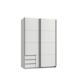 luma-home SKŘÍŇ S VZPŘÍMENÝMI DVEŘMI, 2dveřová, 135 × 65 × 198 cm (Š×H×V), šatní skříň v bílé barvě s viditelnými zásuvkami / 22660
