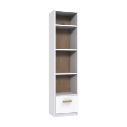 luma-home STOJAN s zásuvkami Š47/V197/H40 cm, ladící k dětskému pokoji v provedení bílá a dub (22811, 22812, 22813) / 22814