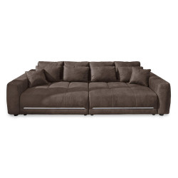 luma-home VELKÉ sofa pružinovým jádrem, 294 × 136 × 86 cm (Š×H×V), osvětlení RGB LED s dálkovým ovládáním, potah z mikrovlákna v hnědé barvě / 15417