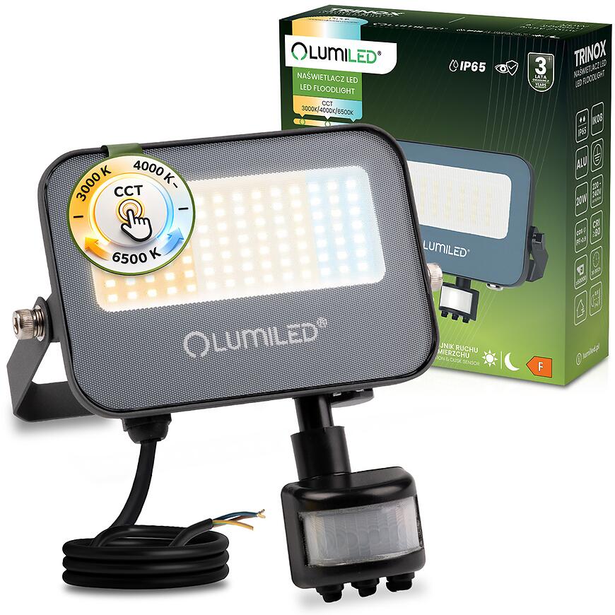 LUMILED Svitidlo LED TRINOX 20W PIR 2000LM CCT