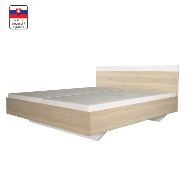 Manželská postel, dub sonoma / bílá, 180x200, gabriela