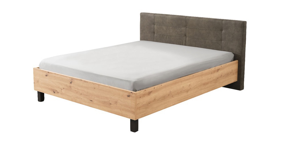Manželská postel 160x200cm ciri – dub artisan/šedá/černá