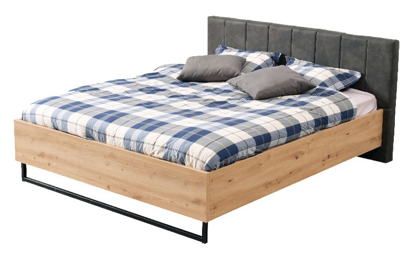 Manželská postel nathan 160x200cm - dub artisan/černá