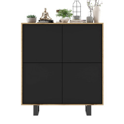 Meble Lindner KOMODA Apollo 4D dub Wotan / černá matná 113 cm s kovovými nohami