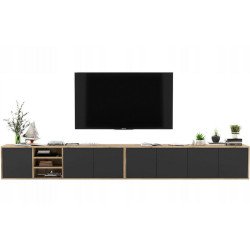 Meble Lindner SADA 2 TV stolků Apollo dub Wotan / černá matná 300 cm