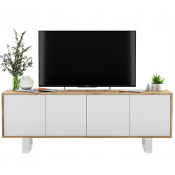 Meble Lindner TV stolek Apollo2 dub Wotan / bílá matná 150 cm s kovovými nohami