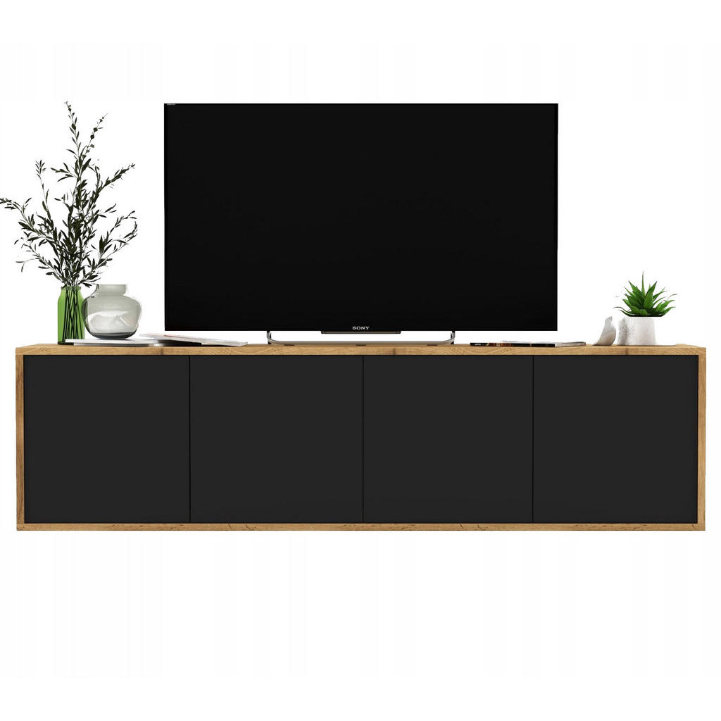 Meble Lindner TV stolek Apollo2 dub Wotan / černá matná 150 cm