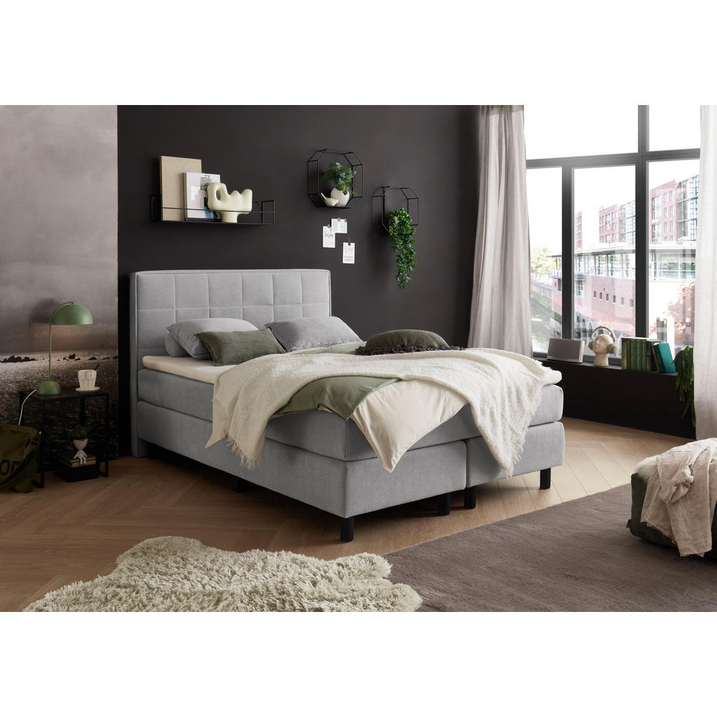 MID.YOU AMERICKÁ POSTEL, 140/200 cm, světle šedá