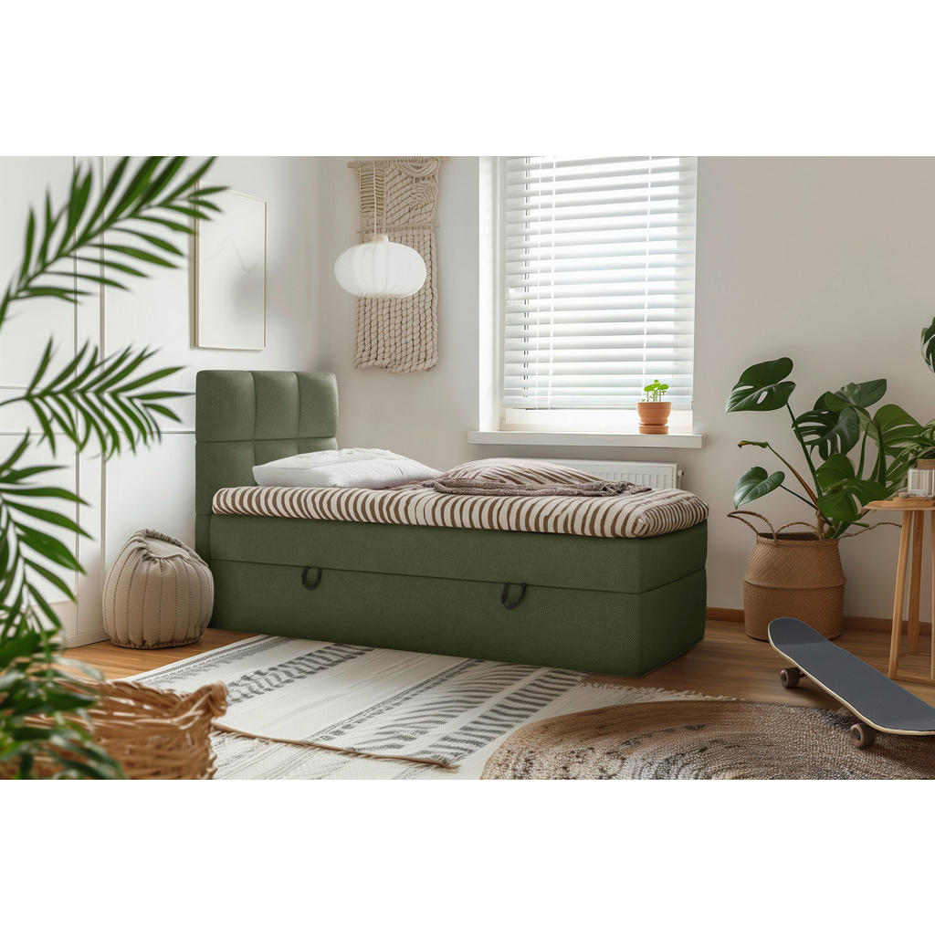 MID.YOU AMERICKÁ POSTEL, 90/200 cm, tmavě zelená