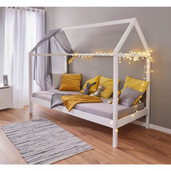 MID.YOU DĚTSKÁ POSTEL SE STŘÍŠKOU, 90/200 cm, bílá