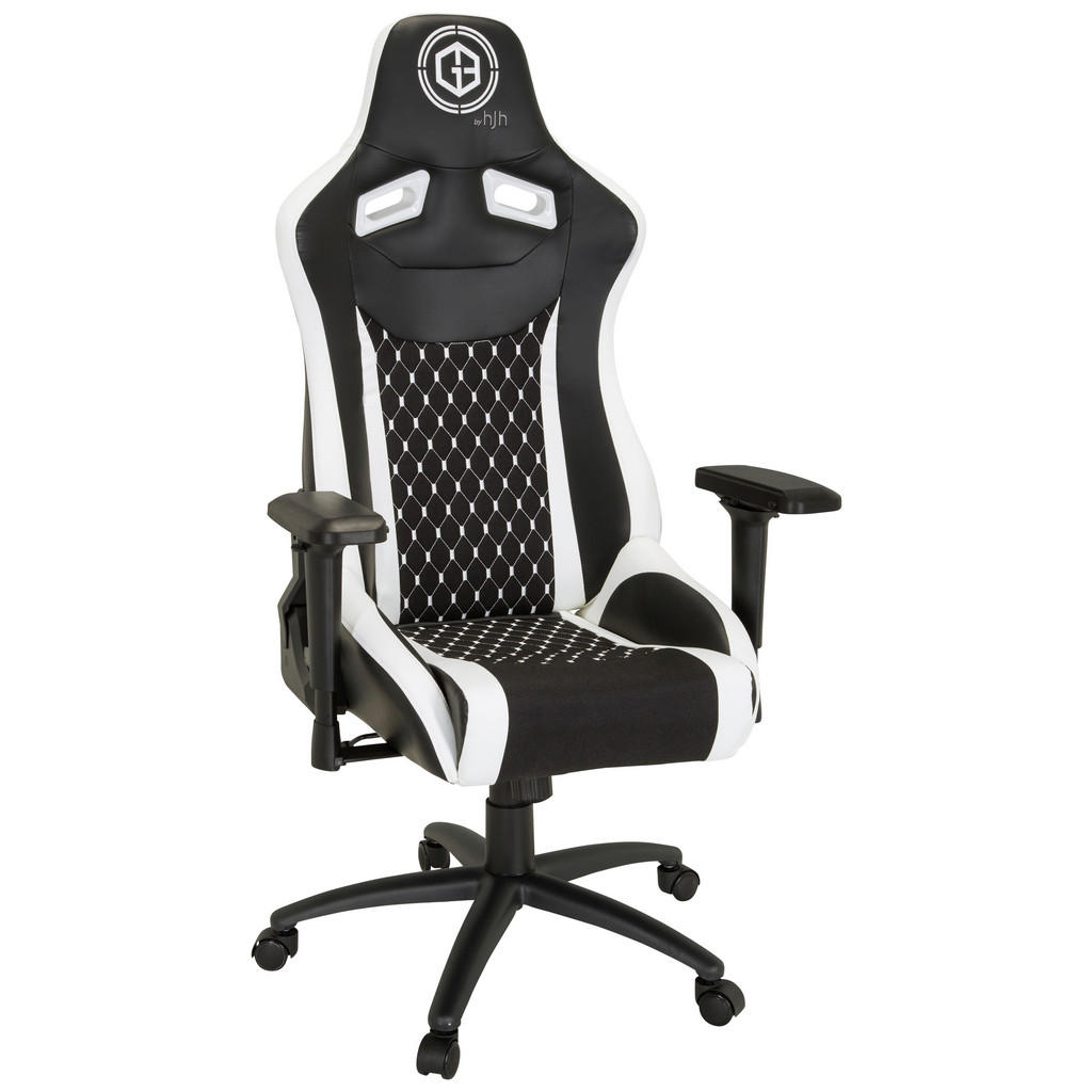 MID.YOU HERNÍ ŽIDLE, vzhled kůže, plochá tkanina, černá, bílá