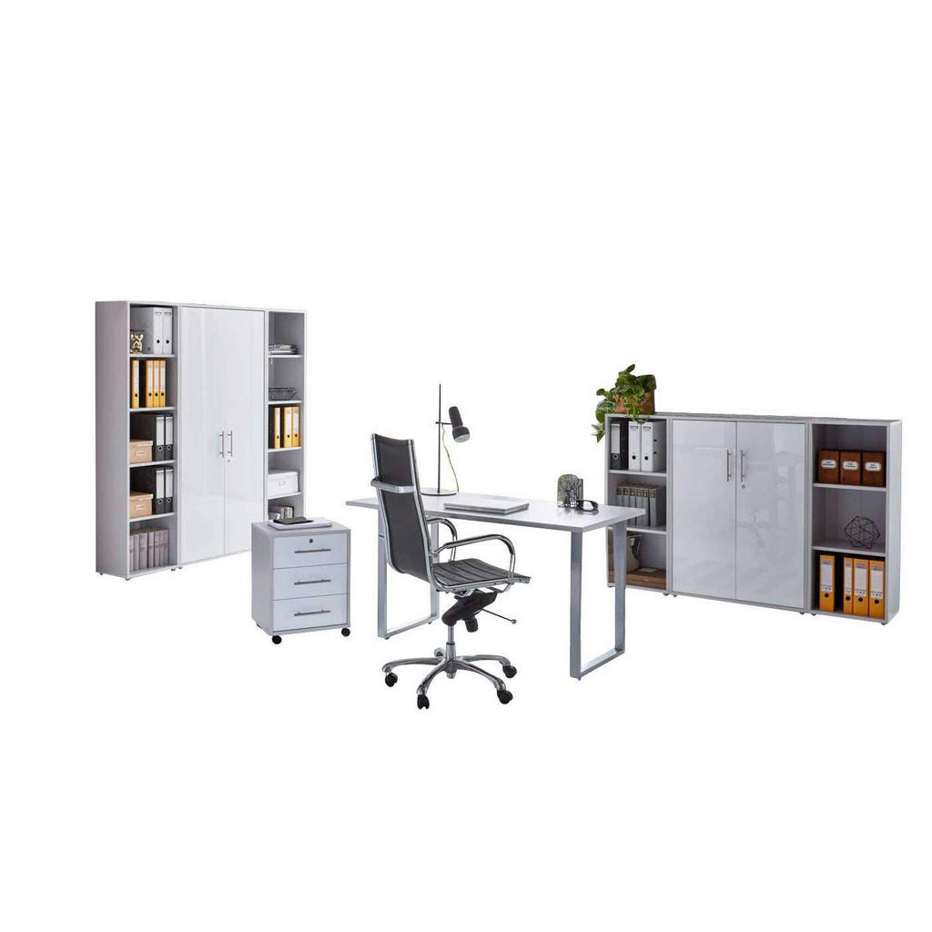 MID.YOU KANCELÁŘ, šedá, vysoce lesklá bílá