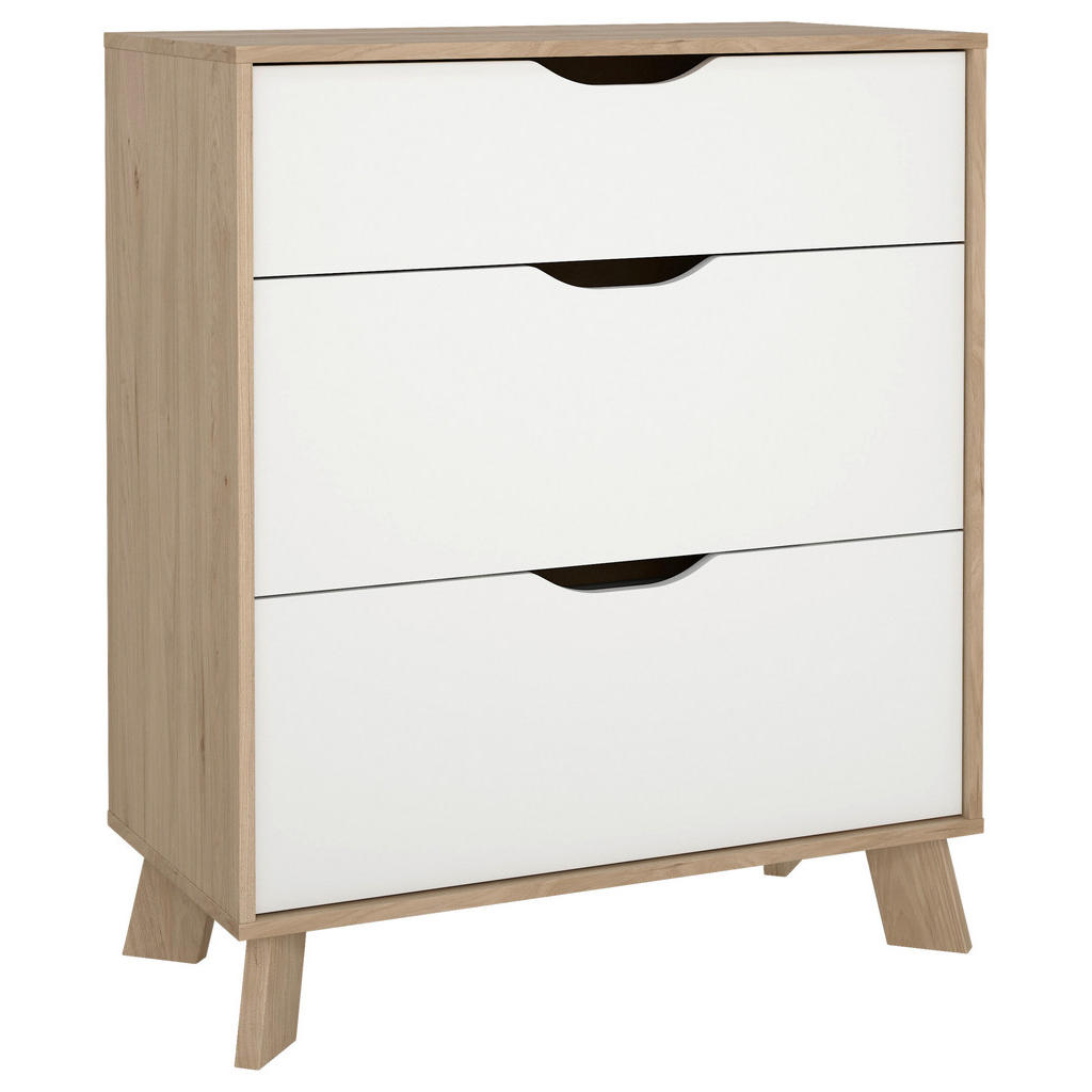 MID.YOU KOMODA, bílá, barvy dubu, 78,7/92,2/39,8 cm