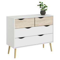 MID.YOU KOMODA, bílá, barvy dubu, 98,7/81,7/39,1 cm