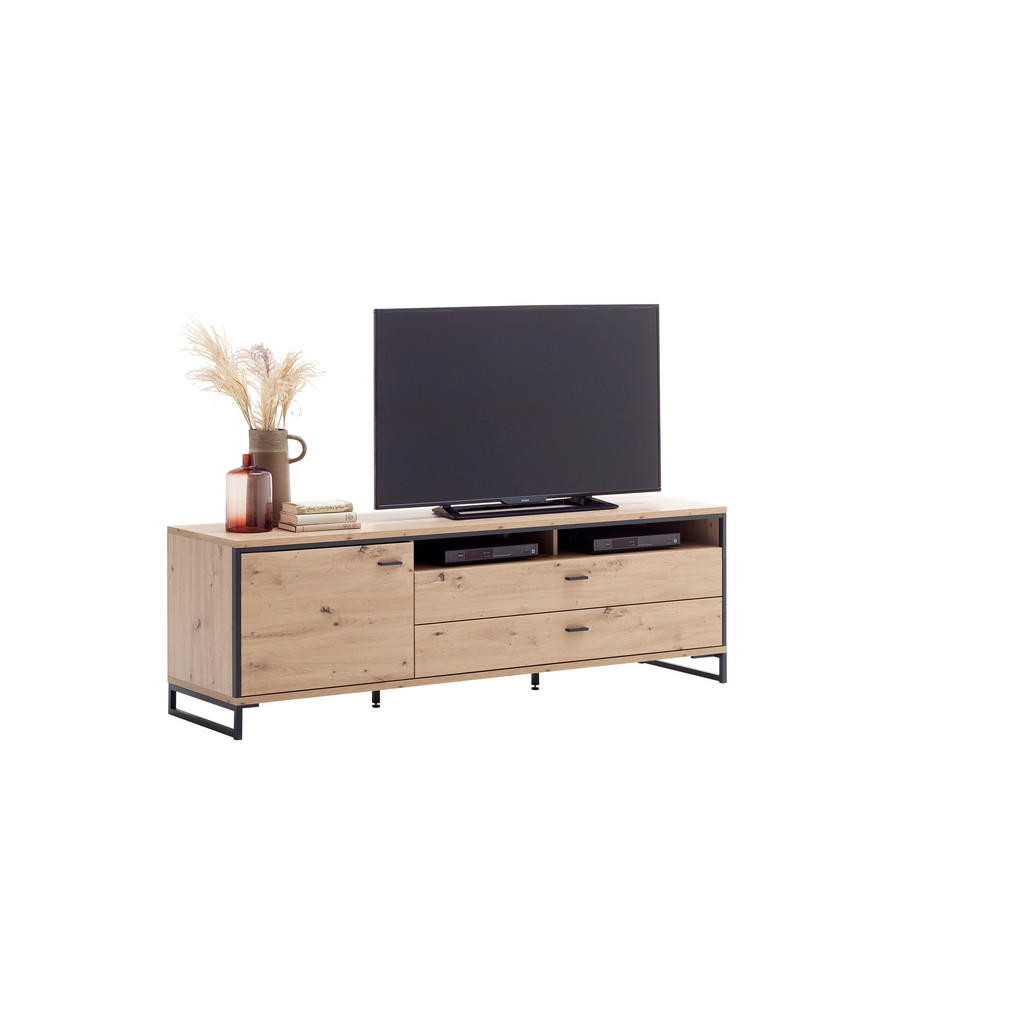 MID.YOU KOMODA POD TELEVIZI, antracitová, barvy dubu, 183/60/50 cm