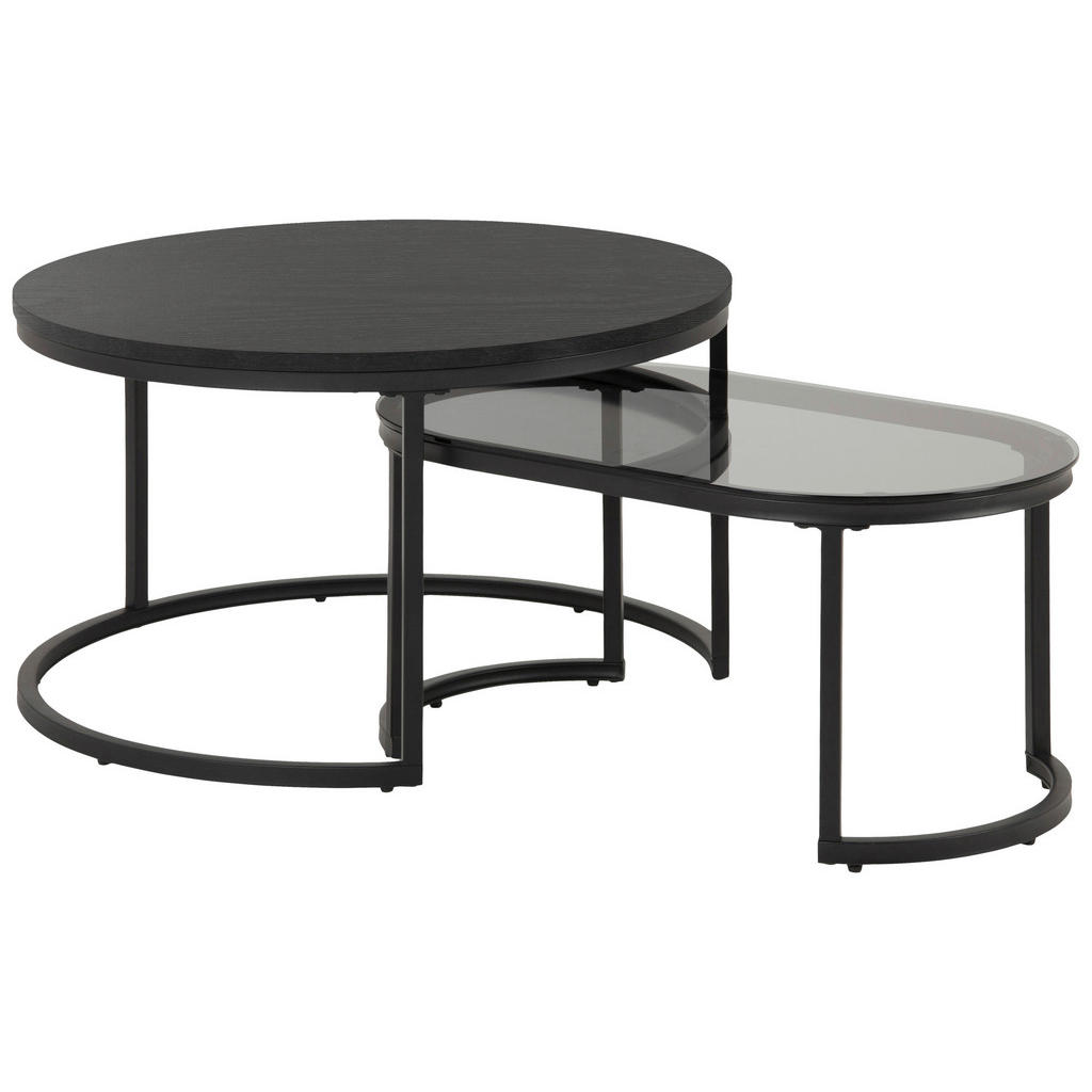 MID.YOU KONFERENČNÍ STOLEK, černá, kov, sklo, kompozitní dřevo, 70/70/42 cm