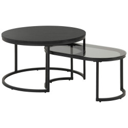 MID.YOU KONFERENČNÍ STOLEK, černá, kov, sklo, kompozitní dřevo, 70/70/42 cm