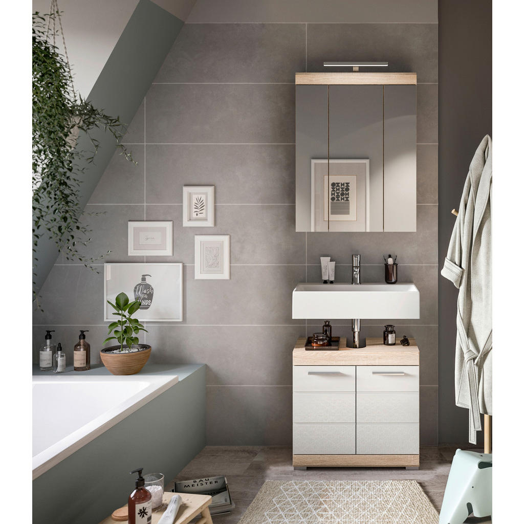 MID.YOU KOUPELNA Sonoma dub, vysoce lesklá bílá