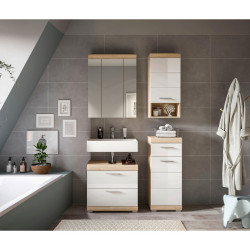 MID.YOU KOUPELNA Sonoma dub, vysoce lesklá bílá