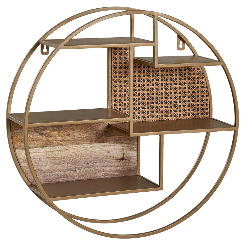 MID.YOU NÁSTĚNNÝ REGÁL, mangové dřevo, ratan, 62/62/17 cm