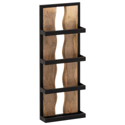 MID.YOU NÁSTĚNNÝ REGÁL, mangové dřevo, hnědá, černá, 80/30/10 cm