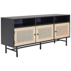 MID.YOU NÍZKÁ KOMODA, ratan, přírodní barvy, černá, 140/62/38 cm