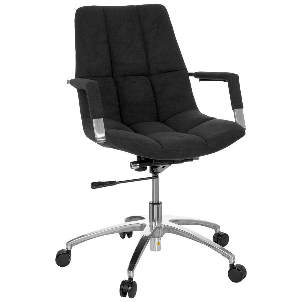 MID.YOU OTOČNÁ ŽIDLE, plochá tkanina, černá, barvy stříbra