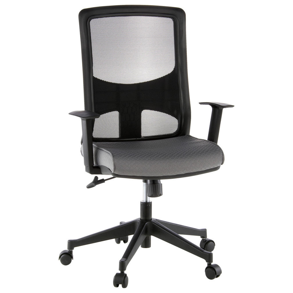 MID.YOU OTOČNÁ ŽIDLE, síťovina, plochá tkanina, šedá, černá