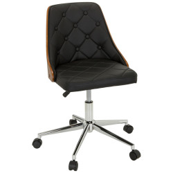 MID.YOU OTOČNÁ ŽIDLE, vzhled kůže, černá, barvy teak