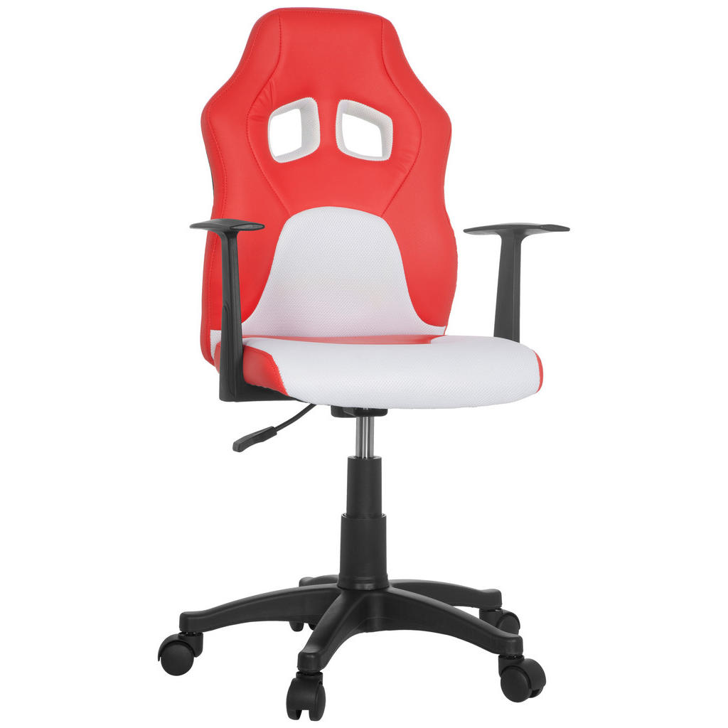 MID.YOU OTOČNÁ ŽIDLE PRO MLÁDEŽ, vzhled kůže, síťovina, červená, bílá