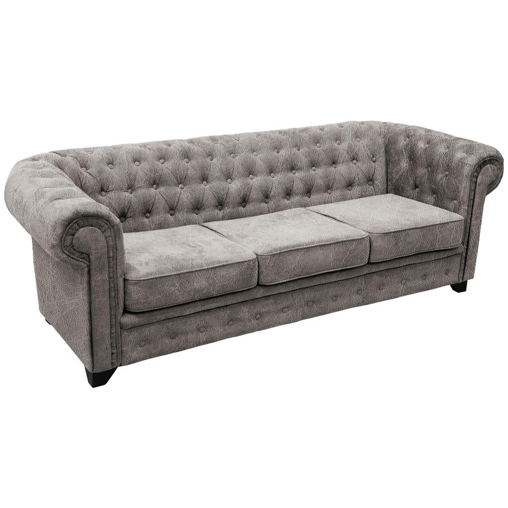 MID.YOU POHOVKA CHESTERFIELD, dřevo, textil, kompozitní dřevo, šedá