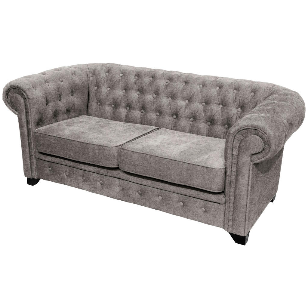 MID.YOU POHOVKA CHESTERFIELD, dřevo, textil, kompozitní dřevo, šedá