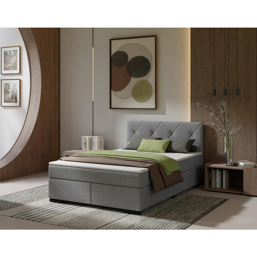 MID.YOU POSTEL BOXSPRING, 120/220 cm, světle šedá