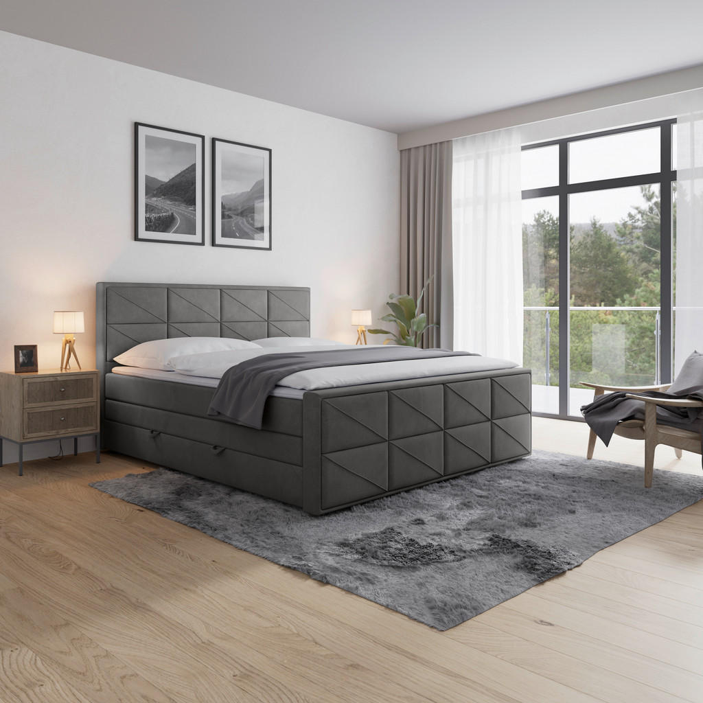 MID.YOU POSTEL BOXSPRING, 180/200 cm, antracitová