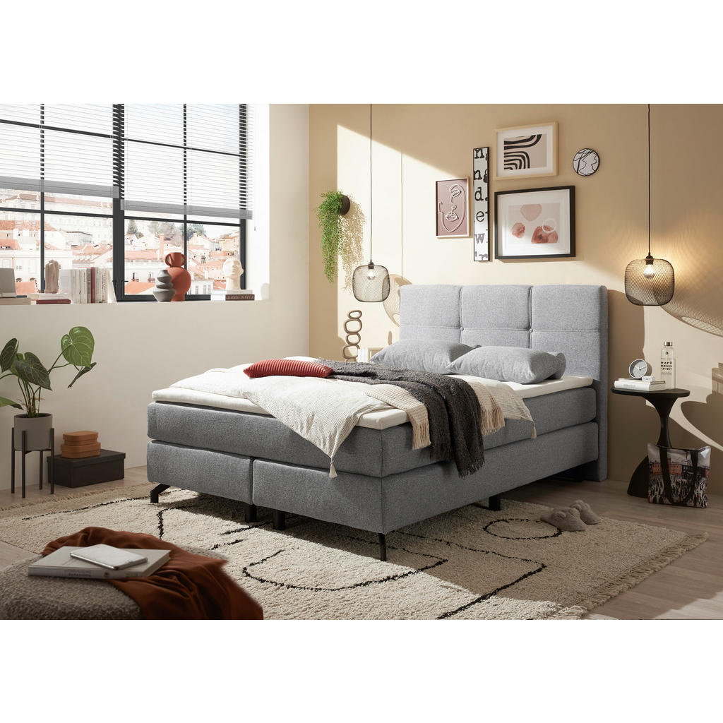 MID.YOU POSTEL BOXSPRING, 140/200 cm, šedá