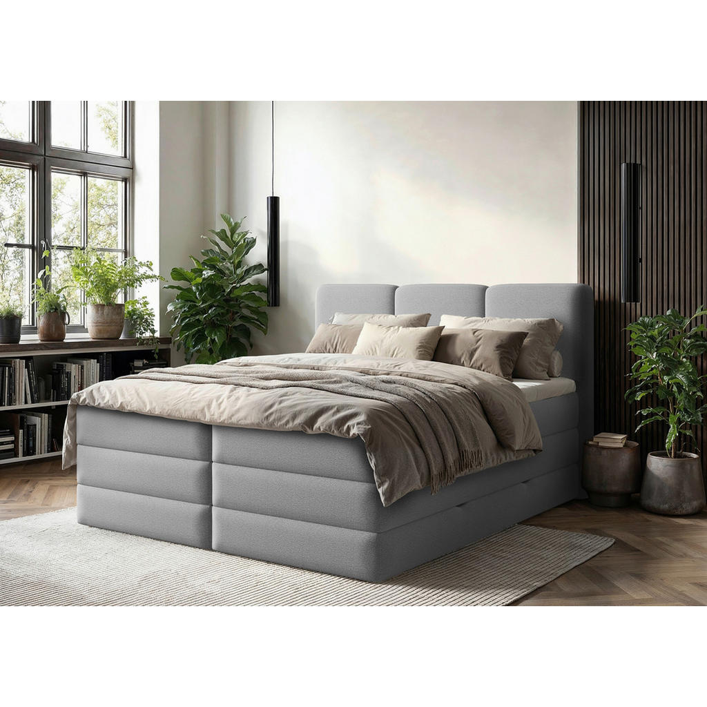 MID.YOU POSTEL BOXSPRING, 180/200 cm, šedá