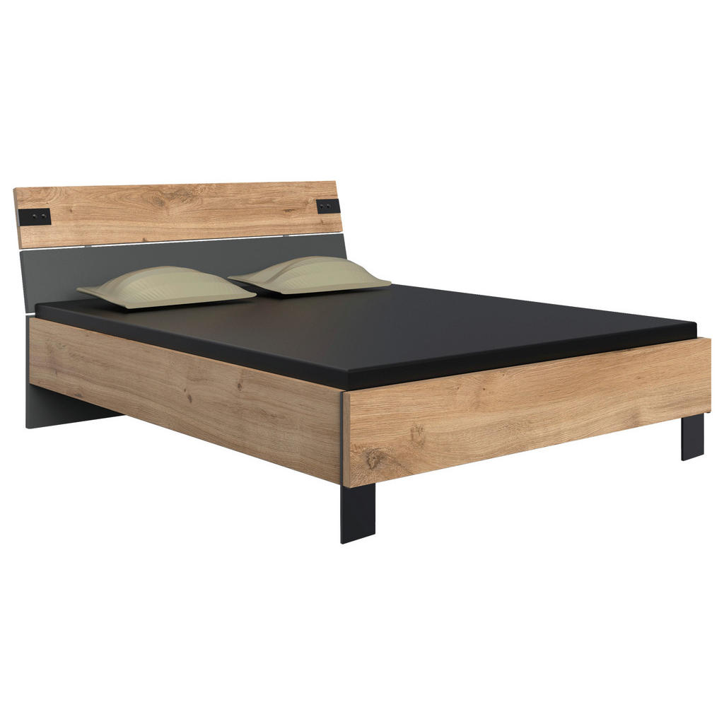 MID.YOU POSTELOVÁ SESTAVA, 160/200 cm, barvy grafitu, barvy dubu