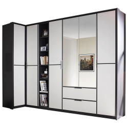 MID.YOU ROHOVÁ ŠATNÍ SKŘÍŇ SE ZRCADLEM, šedá, bílá,