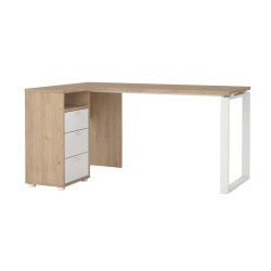 MID.YOU ROHOVÝ PSACÍ STŮL, bílá, barvy dubu, 150/99,6/75,6 cm