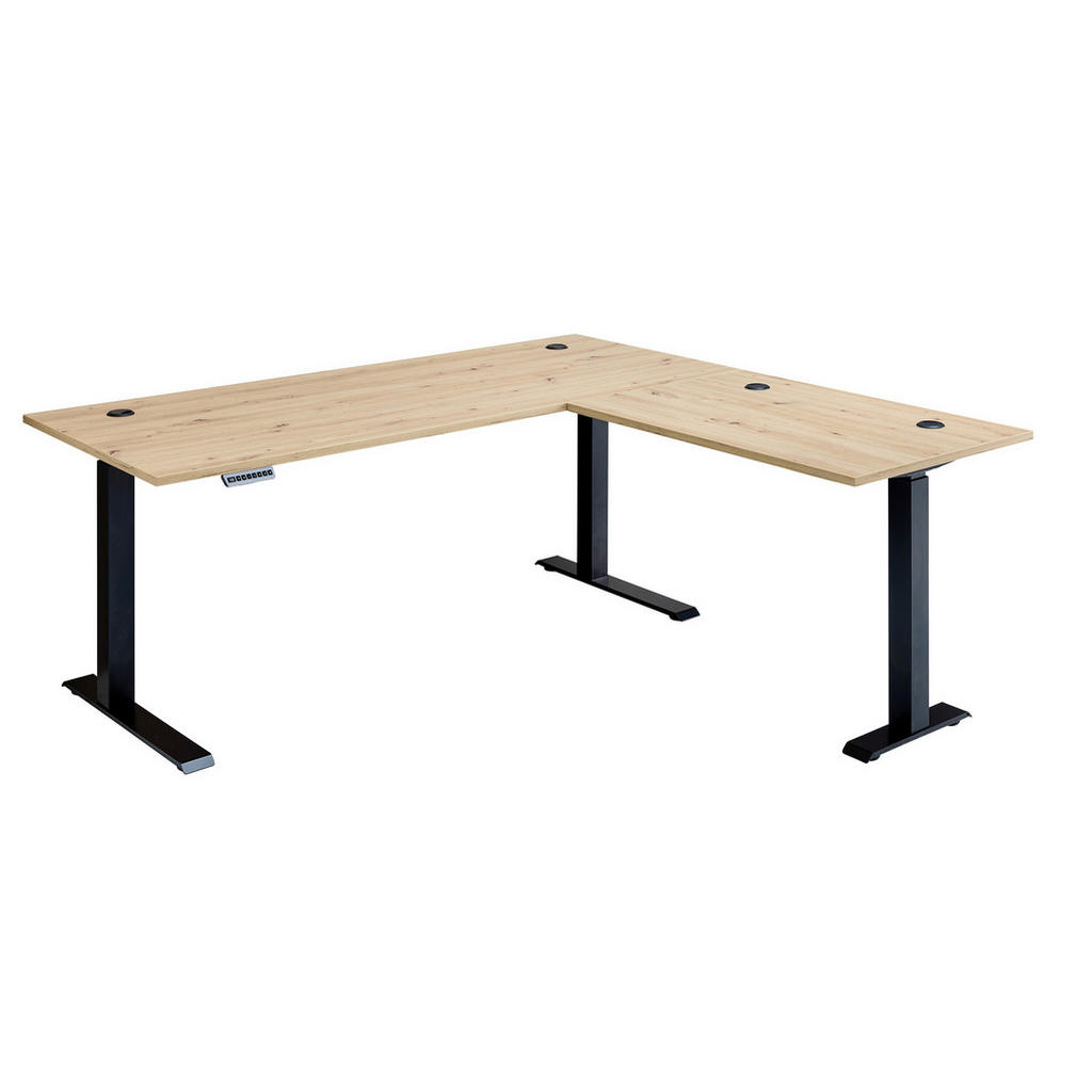 MID.YOU ROHOVÝ PSACÍ STŮL, černá, dub artisan, 185/177/72 cm