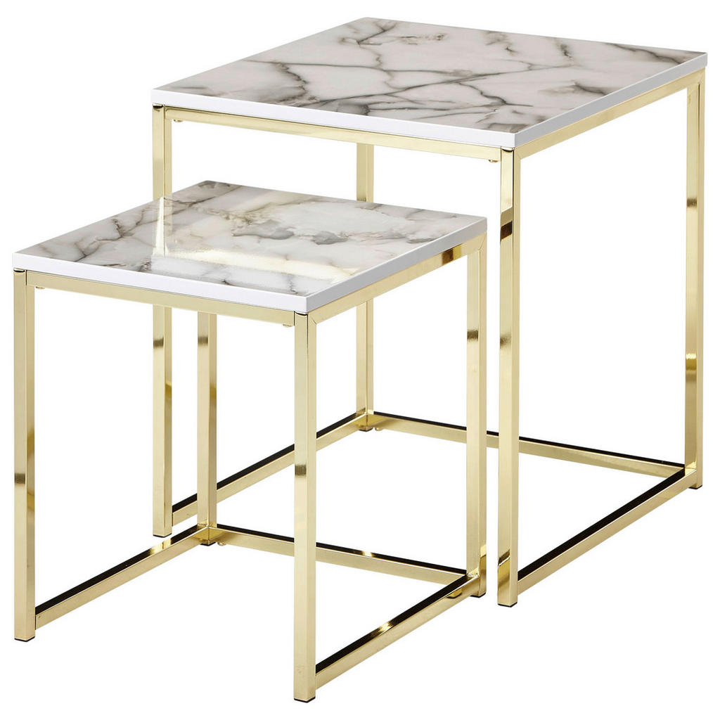 MID.YOU SADA ODKLÁDACÍCH STOLKŮ, bílá, barvy zlata