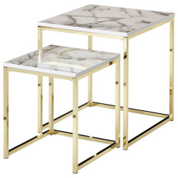 MID.YOU SADA ODKLÁDACÍCH STOLKŮ, bílá, barvy zlata