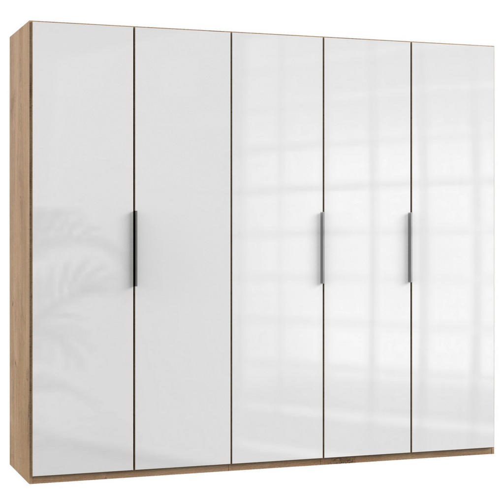 MID.YOU ŠATNÍ SKŘÍŇ S OTOČNÝMI DVEŘMI, barvy dubu, vysoce lesklá bílá, 250/216/58 cm