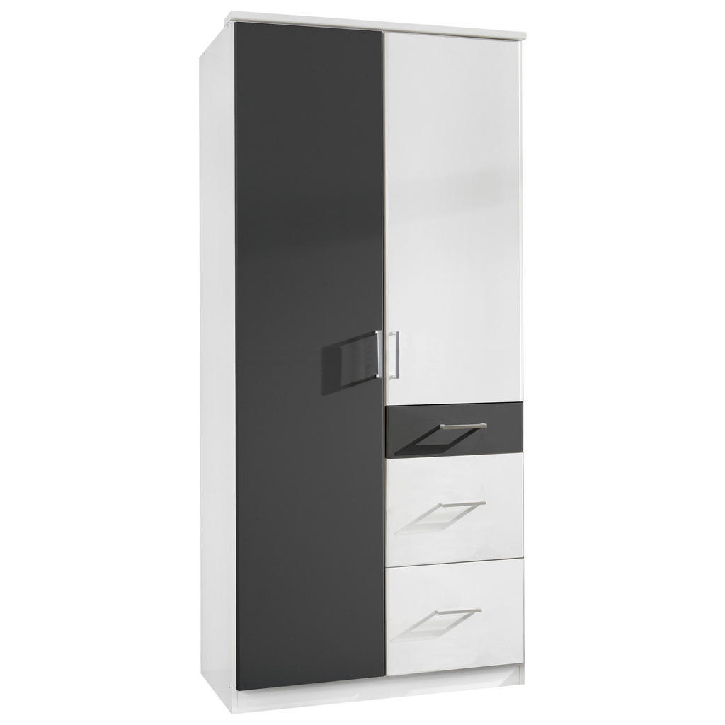 MID.YOU ŠATNÍ SKŘÍŇ S OTOČNÝMI DVEŘMI, barvy grafitu, bílá, 90/199/58 cm
