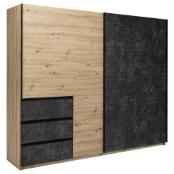 MID.YOU ŠATNÍ SKŘÍŇ S POSUVNÝMI DVEŘM, šedohnědá, dub artisan, 250/205/61,5 cm