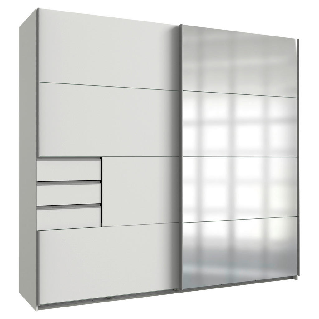 MID.YOU ŠATNÍ SKŘÍŇ SE ZRCADLEM, čiré, bílá, barvy hliníku, 225/210/64 cm