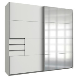 MID.YOU ŠATNÍ SKŘÍŇ SE ZRCADLEM, čiré, bílá, barvy hliníku, 225/210/64 cm