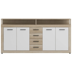 MID.YOU ŠIROKÁ KOMODA, bílá, Sonoma dub, 190/96/32 cm