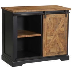 MID.YOU ŠIROKÁ KOMODA, mangové dřevo, šedá, přírodní barvy, černá, 100/85/45 cm